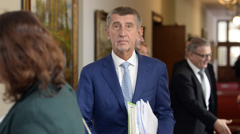 Premiér Andrej Babiš na schůzi vlády.