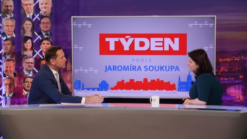 Moderátor pořadu Jaromír Soukup a ministryně práce a sociálních věcí Jana Maláčová (ČSSD).